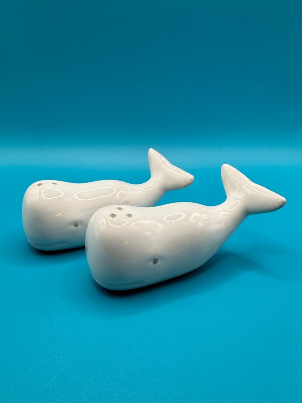 Ceramic Whale Salt & Pepper Shakers